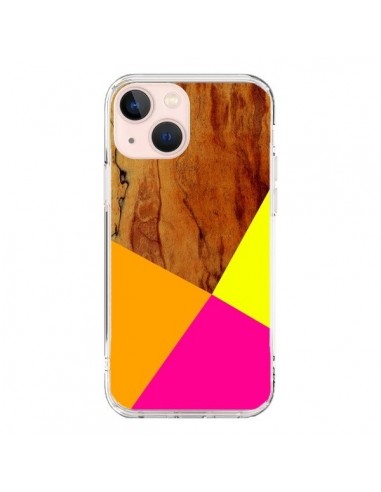 Coque iPhone 13 Mini Wooden Colour Block Bois Azteque Aztec Tribal - Jenny Mhairi