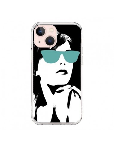 Coque iPhone 13 Mini Fille Lunettes Bleues - Jonathan Perez