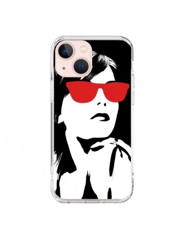 Coque iPhone 13 Mini Fille Lunettes Rouges - Jonathan Perez