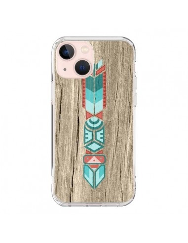 Coque iPhone 13 Mini Totem Tribal Azteque Bois Wood - Jonathan Perez