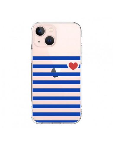 Coque iPhone 13 Mini Mariniere Coeur Love Transparente - Jonathan Perez