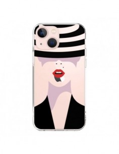 Coque iPhone 13 Mini Femme Chapeau Hat Lady Transparente...