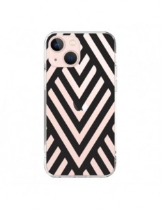 Cover iPhone 13 Mini Geometrico Azteco Nero Trasparente -...
