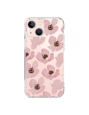 Coque iPhone 13 Mini Fleurs Roses Flower Transparente - Dricia Do