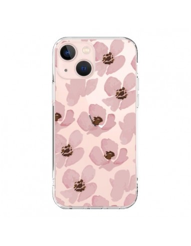 iPhone 13 Mini Case Flowers Pink Clear - Dricia Do