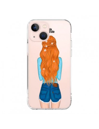 iPhone 13 Mini Case Red Hair Don't Care Capelli Rossi Clear - kateillustrate
