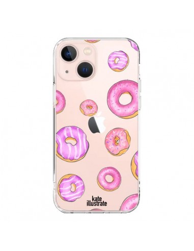 Coque iPhone 13 Mini Pink Donuts Rose Transparente - kateillustrate