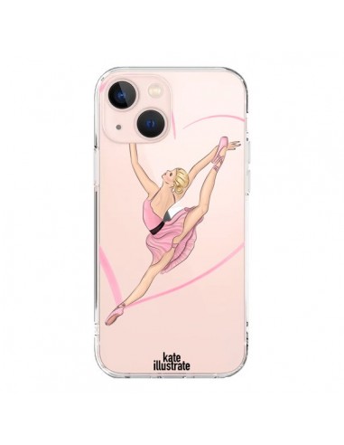 Coque iPhone 13 Mini Ballerina Jump In The Air Ballerine Danseuse Transparente - kateillustrate