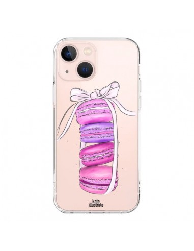 Coque iPhone 13 Mini Macarons Pink Purple Rose Violet Transparente - kateillustrate