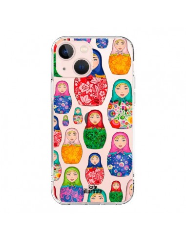 Coque iPhone 13 Mini Matryoshka Dolls Poupées Russes Transparente - kateillustrate