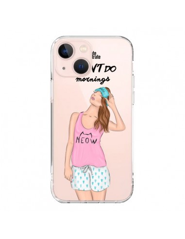 Coque iPhone 13 Mini I Don't Do Mornings Matin Transparente - kateillustrate