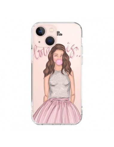 Cover iPhone 13 Mini Bubble Girl Tiffany Rosa Trasparente - kateillustrate