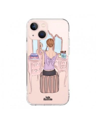 Coque iPhone 13 Mini Vanity Coiffeuse Make Up Transparente - kateillustrate