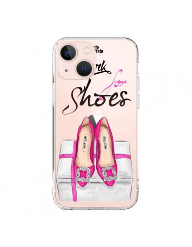 Coque iPhone 13 Mini I Work For Shoes Chaussures Transparente - kateillustrate