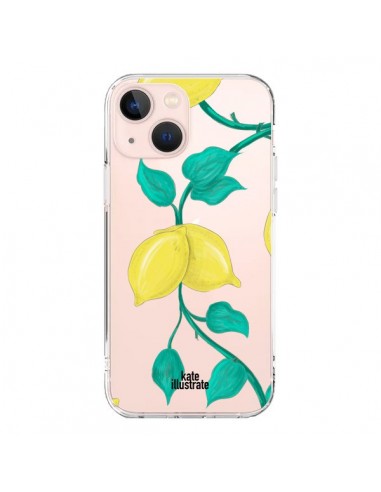 Coque iPhone 13 Mini Lemons Citrons Transparente - kateillustrate