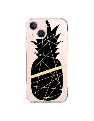 Coque iPhone 13 Mini Ananas Noir Transparente - Koura-Rosy Kane