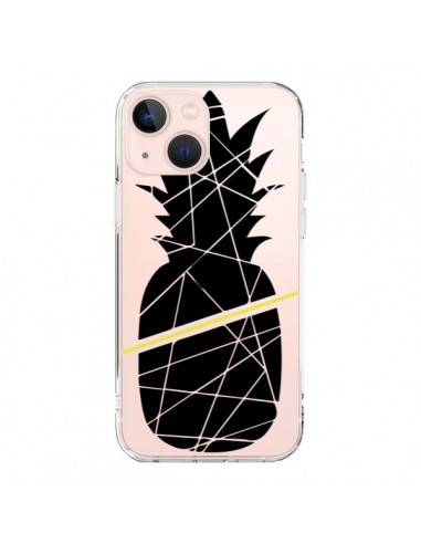 Cover iPhone 13 Mini Ananas Nero Trasparente - Koura-Rosy Kane
