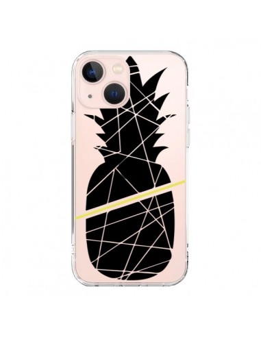 Cover iPhone 13 Mini Ananas Nero Trasparente - Koura-Rosy Kane