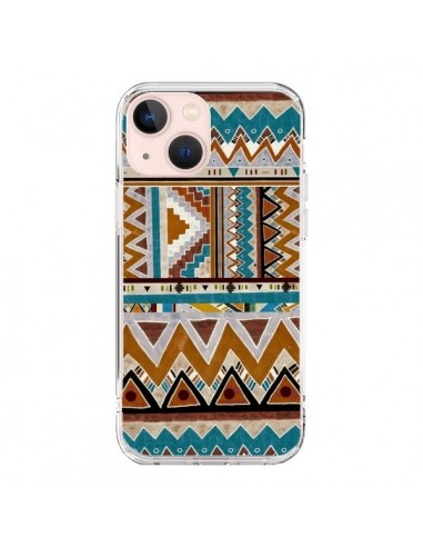 Coque iPhone 13 Mini Azteque Vert Marron - Kris Tate