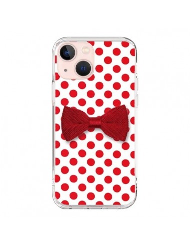 Coque iPhone 13 Mini Noeud Papillon Rouge Girly Bow Tie - Laetitia