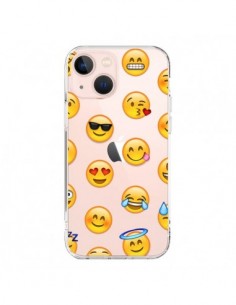 Coque iPhone 13 Mini Smiley Emoticone Emoji Transparente...