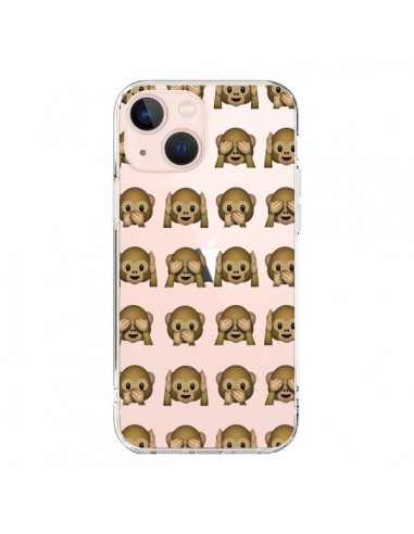 Coque iPhone 13 Mini Singe Monkey Emoticone Emoji Transparente - Laetitia