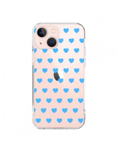 Coque iPhone 13 Mini Coeur Heart Love Amour Bleu Transparente - Laetitia