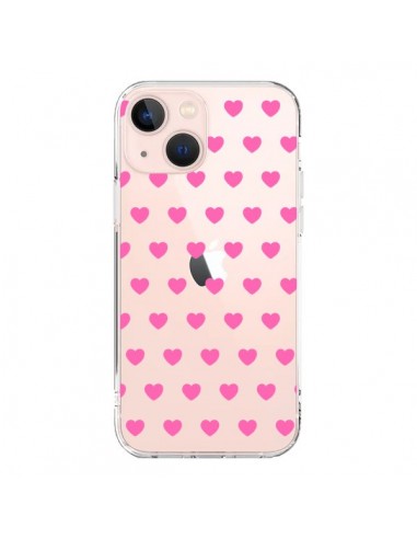 Coque iPhone 13 Mini Coeur Heart Love Amour Rose Transparente - Laetitia