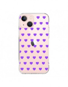 Cover iPhone 13 Mini Cuore Amore Viola Trasparente -...