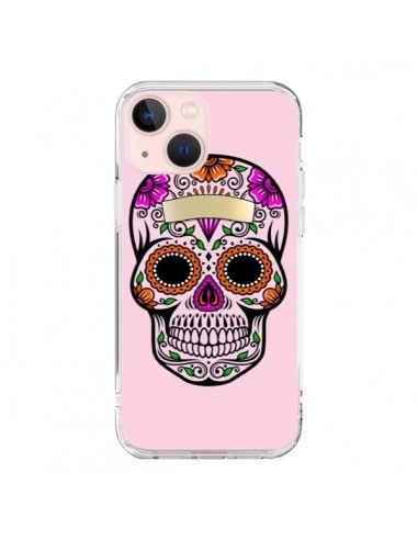 Coque iPhone 13 Mini Tête de Mort Mexicaine Rose Multicolore - Laetitia
