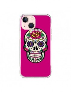 Coque iPhone 13 Mini Tête de Mort Mexicaine Rose Fushia -...