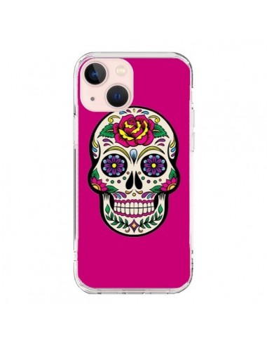 Coque iPhone 13 Mini Tête de Mort Mexicaine Rose Fushia - Laetitia