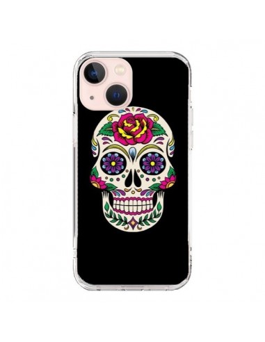 Coque iPhone 13 Mini Tête de Mort Mexicaine Multicolore Noir - Laetitia