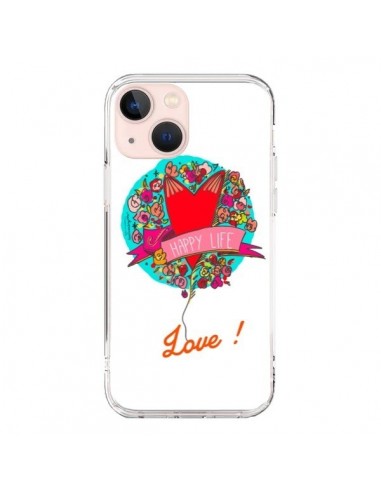 Coque iPhone 13 Mini Love Happy Life - Leellouebrigitte