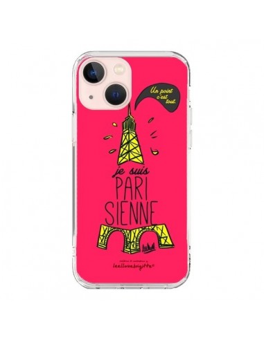 Coque iPhone 13 Mini Je suis Parisienne La Tour Eiffel Rose - Leellouebrigitte