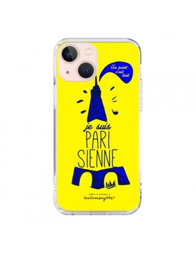 Coque iPhone 13 Mini Je suis Parisienne La Tour Eiffel Jaune - Leellouebrigitte