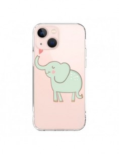 Coque iPhone 13 Mini Elephant Elefant Animal Coeur Love...