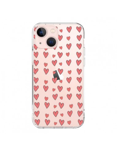 Coque iPhone 13 Mini Coeurs Heart Love Amour Rouge Transparente - Petit Griffin