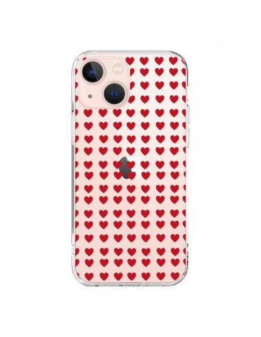 Coque iPhone 13 Mini Coeurs Heart Love Amour Red Transparente - Petit Griffin