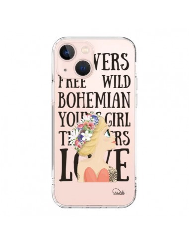 Coque iPhone 13 Mini Flowers Love Transparente - Lolo Santo