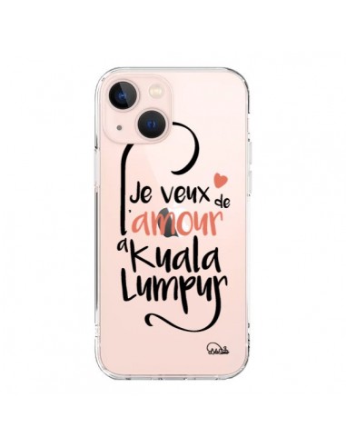 Coque iPhone 13 Mini Je veux de l'amour à Kuala Lumpur Transparente - Lolo Santo