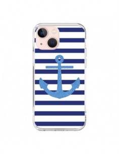Coque iPhone 13 Mini Ancre Voile Marin Navy Blue - Mary...