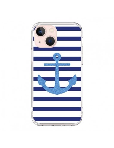 Coque iPhone 13 Mini Ancre Voile Marin Navy Blue - Mary Nesrala