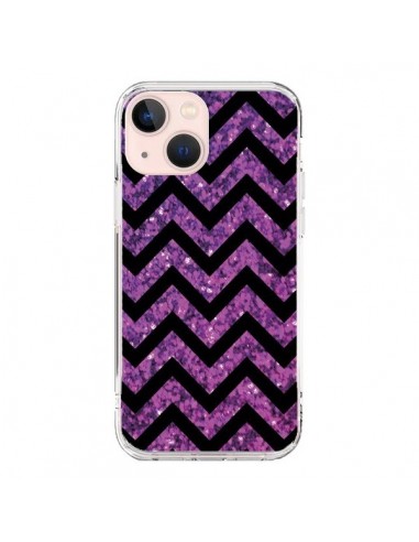 Coque iPhone 13 Mini Chevron Purple Sparkle Triangle Azteque - Mary Nesrala