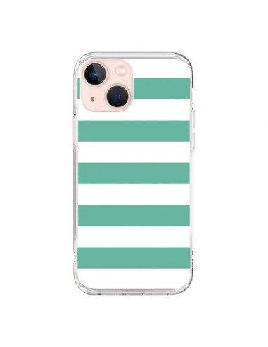 Coque iPhone 13 Mini Bandes Mint Vert - Mary Nesrala