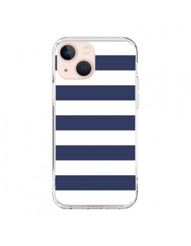 Coque iPhone 13 Mini Bandes Marinières Bleu Blanc Gaultier - Mary Nesrala