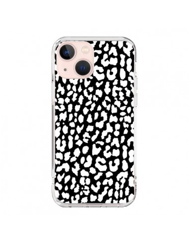 Coque iPhone 13 Mini Leopard Noir et Blanc - Mary Nesrala