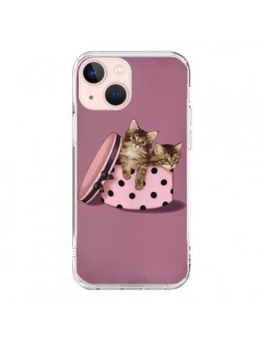 Coque iPhone 13 Mini Chaton Chat Kitten Boite Pois - Maryline Cazenave