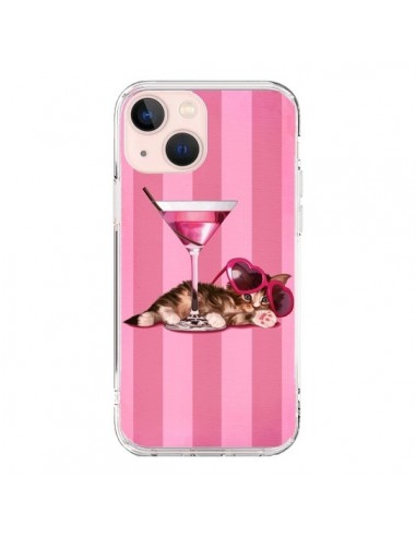 Cover iPhone 13 Mini Gattoon Gatto Kitten Cocktail Occhiali Cuore- Maryline Cazenave