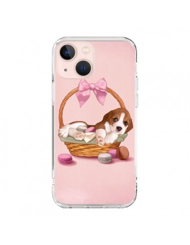 Coque iPhone 13 Mini Chien Dog Panier Noeud Papillon Macarons - Maryline Cazenave